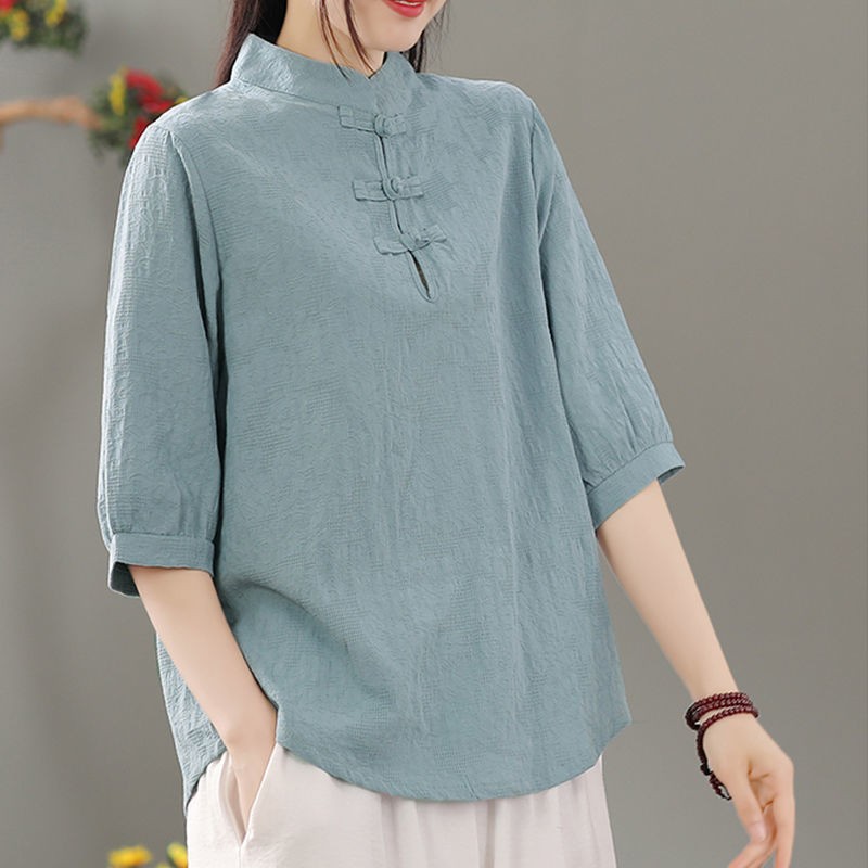 Blouses - Pullover mit Rundhalsausschnitt, normale Länge, literarisch-retro,