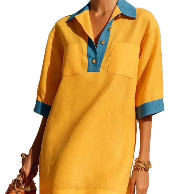Elegantes Sommer-Poloshirt-Kle – Casual Loose Linen Shirt Dress Bewertung und Preis