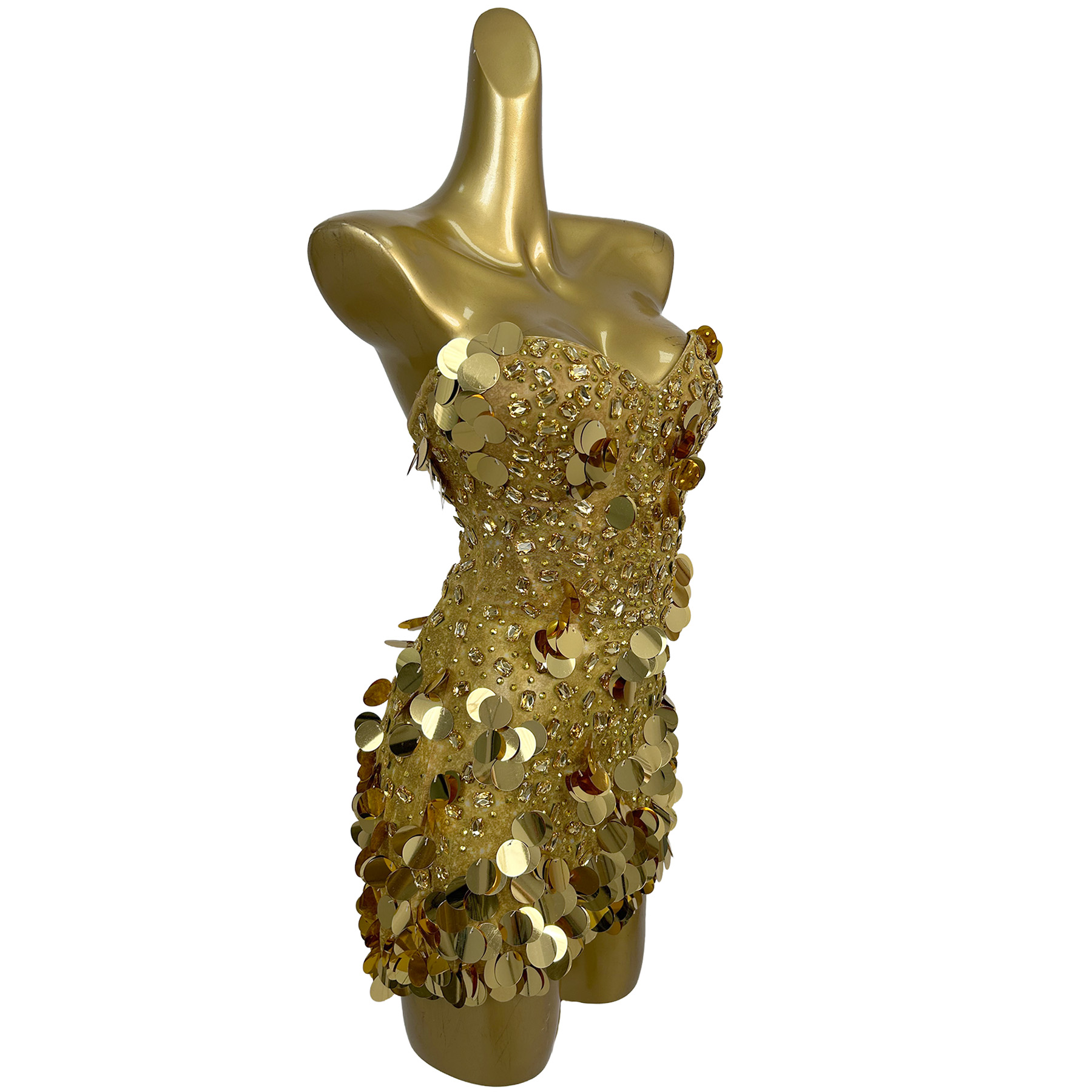 Glitzerndes, goldfarbenes Kris – Sparkly Rhinestone Club Party Dress Bewertung und Preis