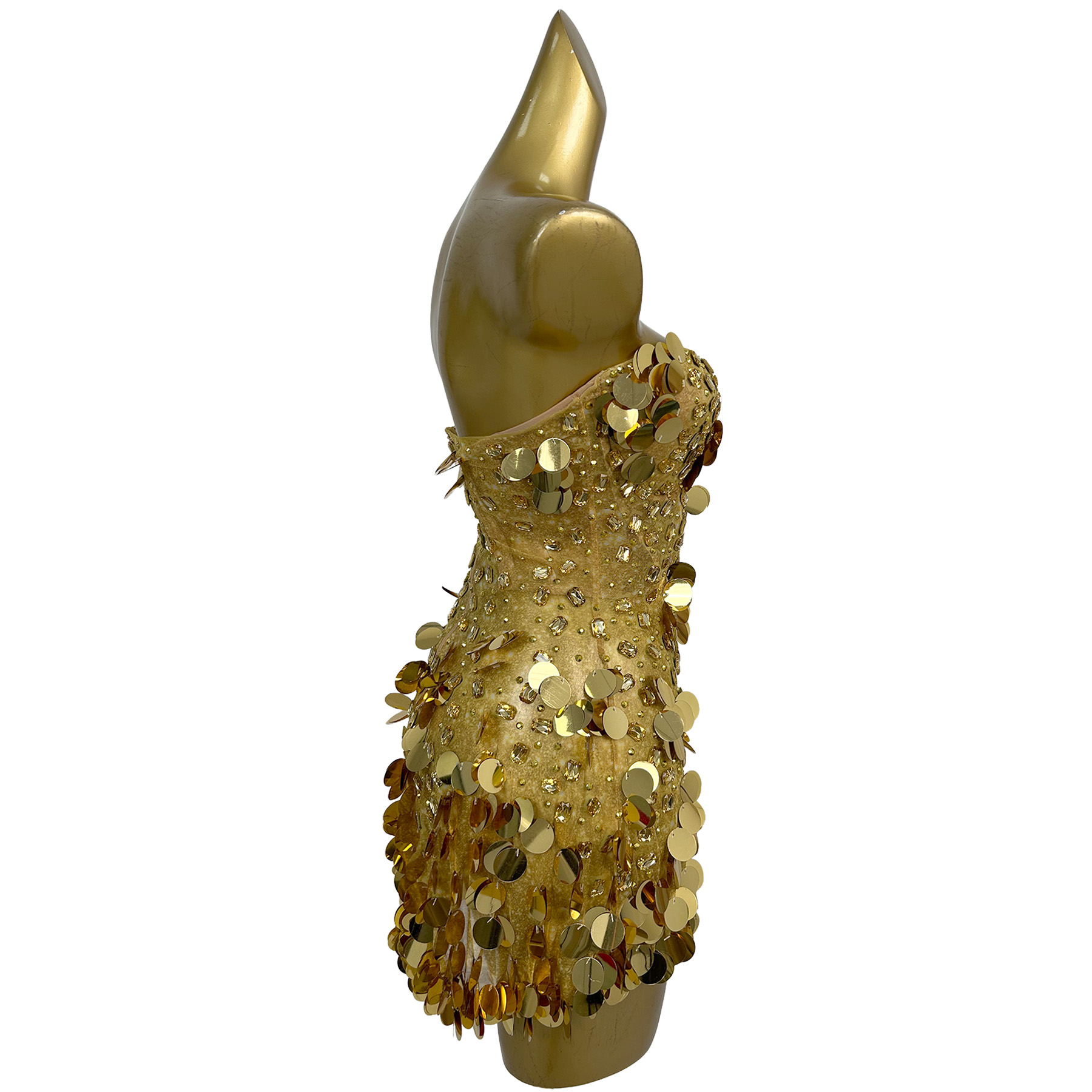 Glitzerndes, goldfarbenes Kris – Sparkly Rhinestone Club Party Dress Bewertung und Preis