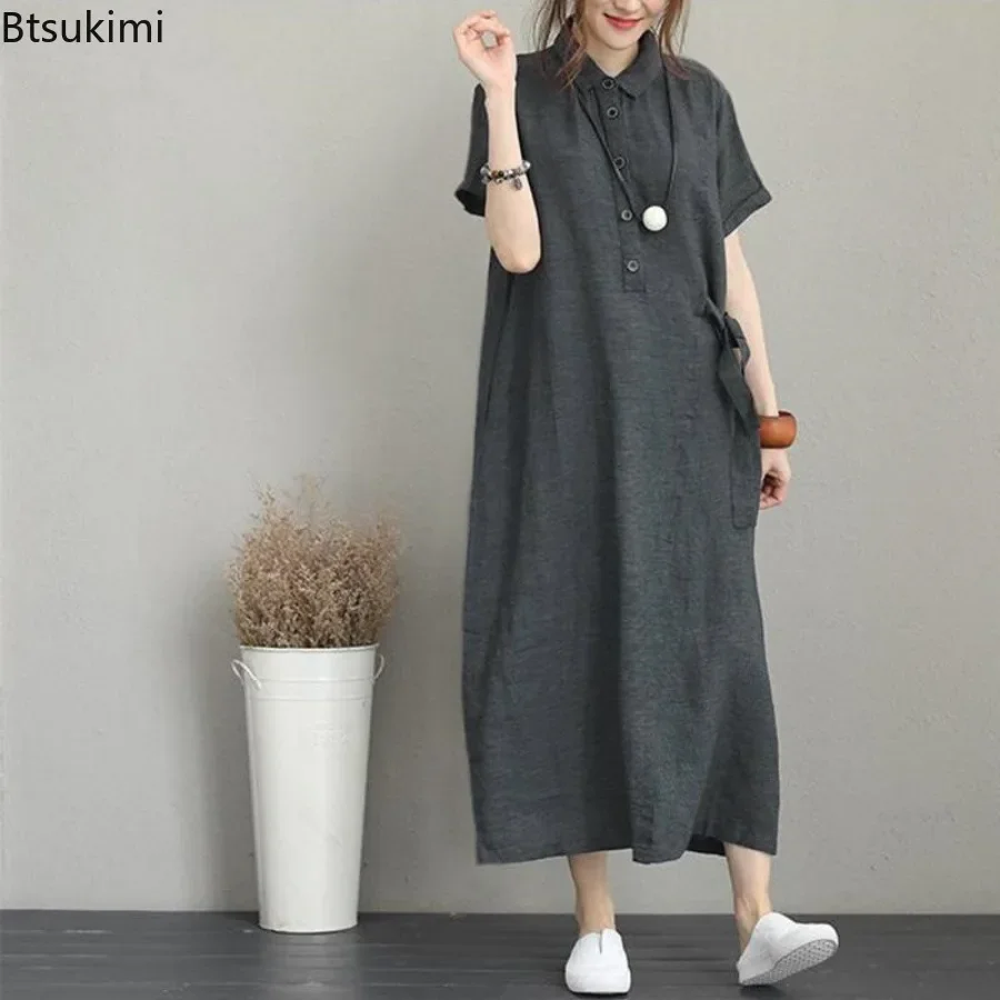 2026 Sommerkleid Einfaches Vin – Casual Loose Linen Shirt Dress Bewertung und Preis
