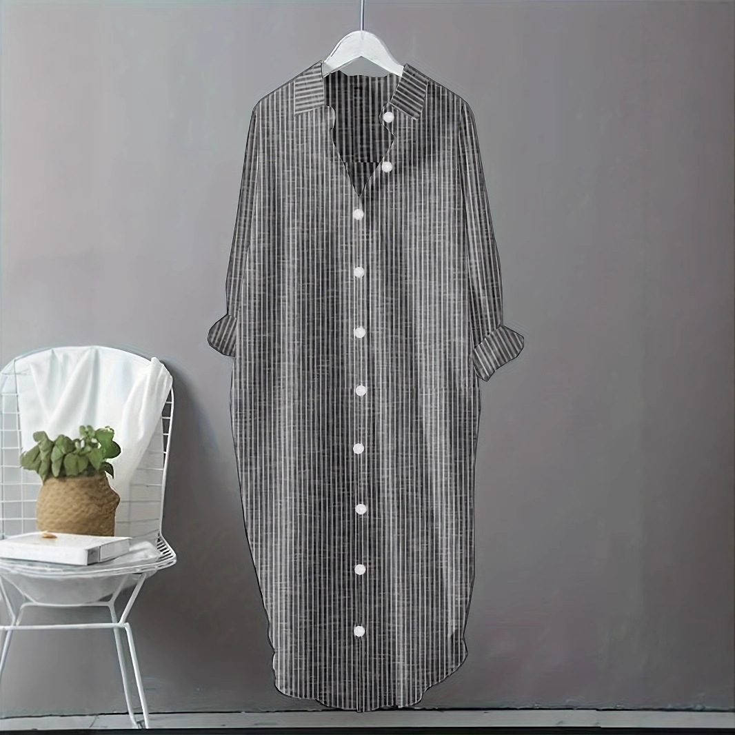 Vintage Baumwoll-Leinen Gestre – Casual Loose Linen Shirt Dress Bewertung und Preis