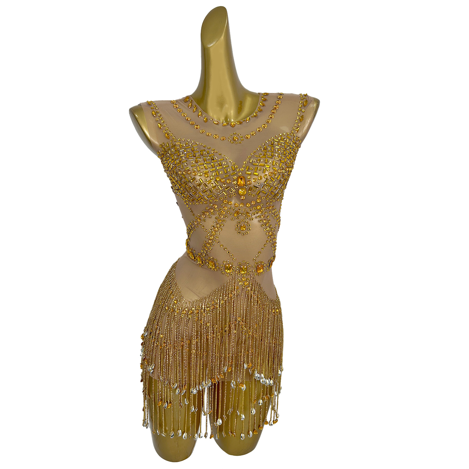 Glitzerndes, goldenes Strass-Q – Sparkly Rhinestone Club Party Dress Bewertung und Preis