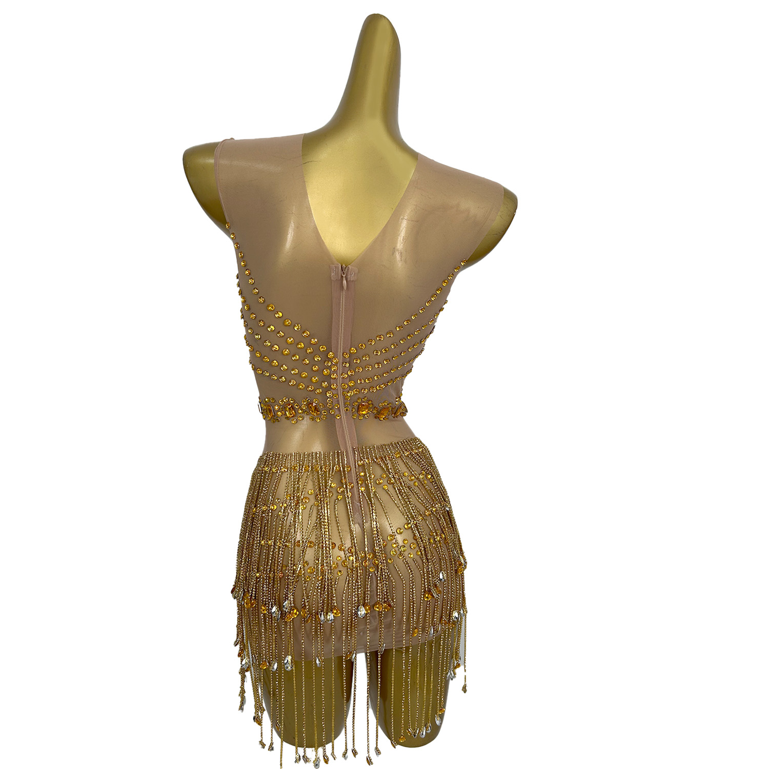 Glitzerndes, goldenes Strass-Q – Sparkly Rhinestone Club Party Dress Bewertung und Preis