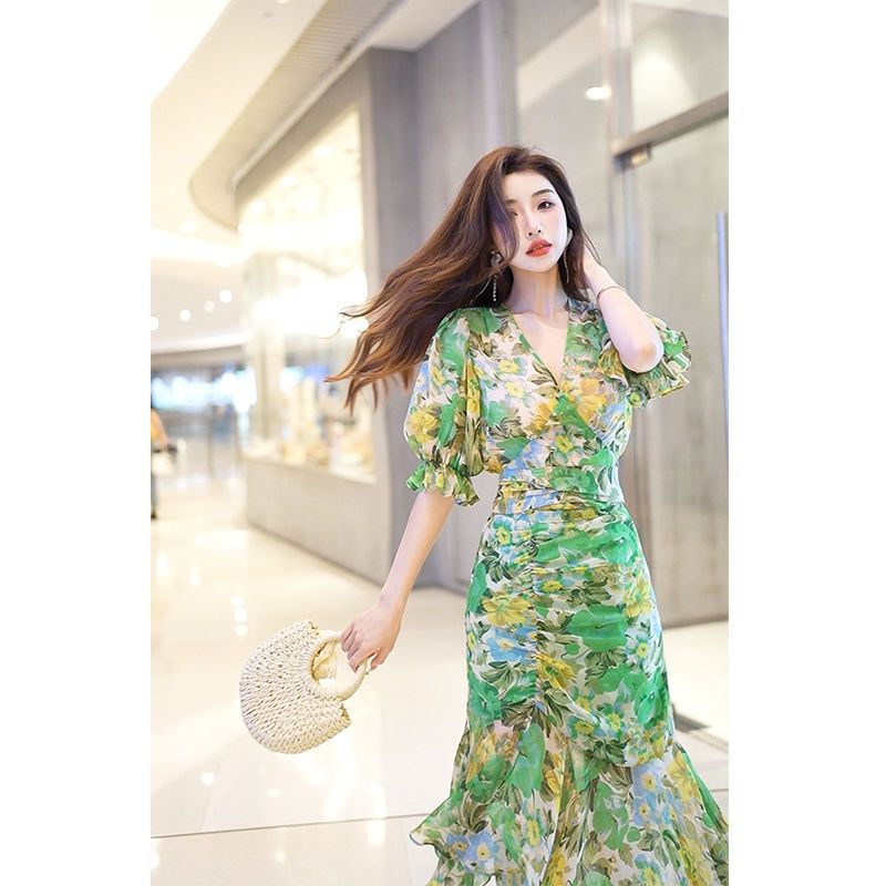 Neues Sommermode-Stil, taillie – French Vintage Floral Midi Dress Bewertung und Preis