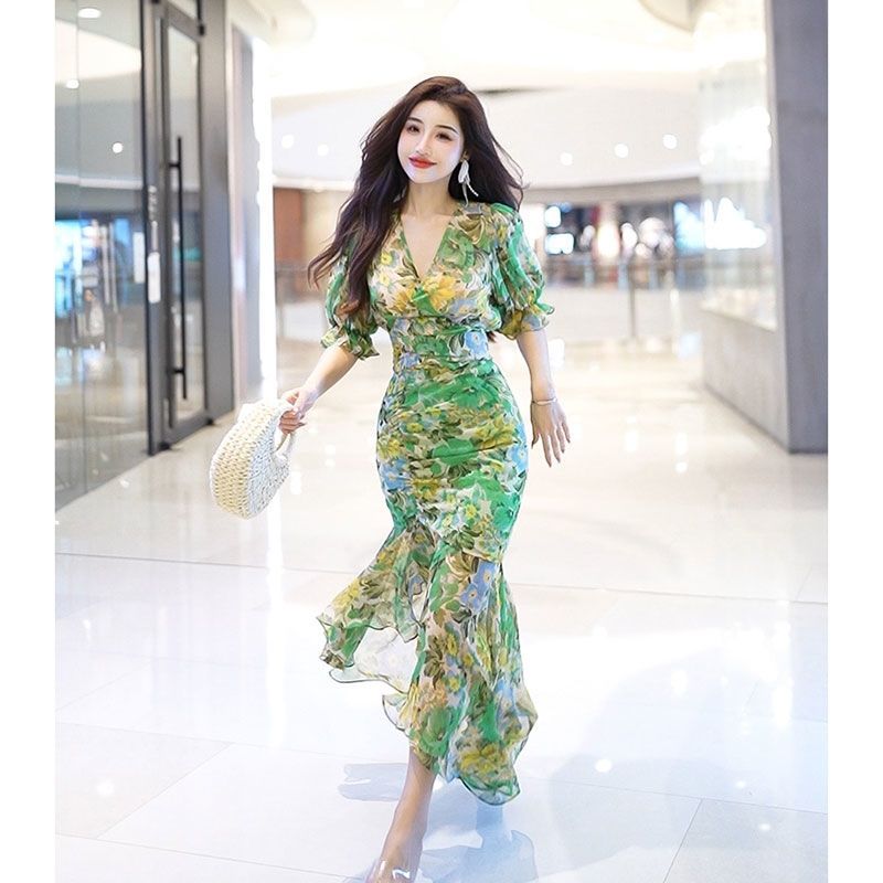 Neues Sommermode-Stil, taillie – French Vintage Floral Midi Dress Bewertung und Preis