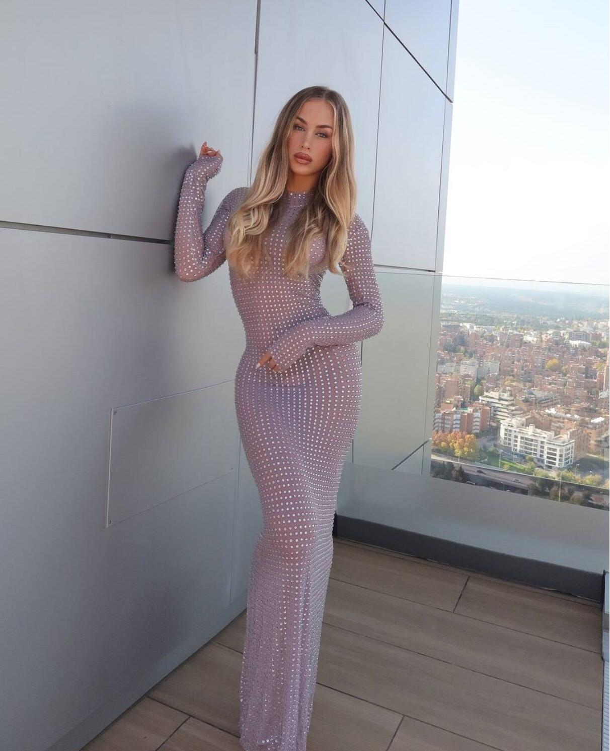 2025, neues transparentes Foto – Sparkly Rhinestone Club Party Dress Bewertung und Preis