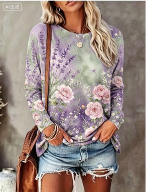 Damen-Langarm-T-Shirt mit Farb – Blouses Bewertung und Preis