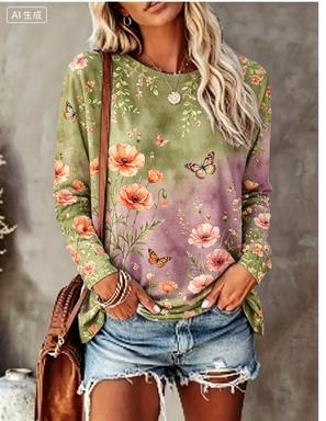 Damen-Langarm-T-Shirt mit Farb – Blouses Bewertung und Preis