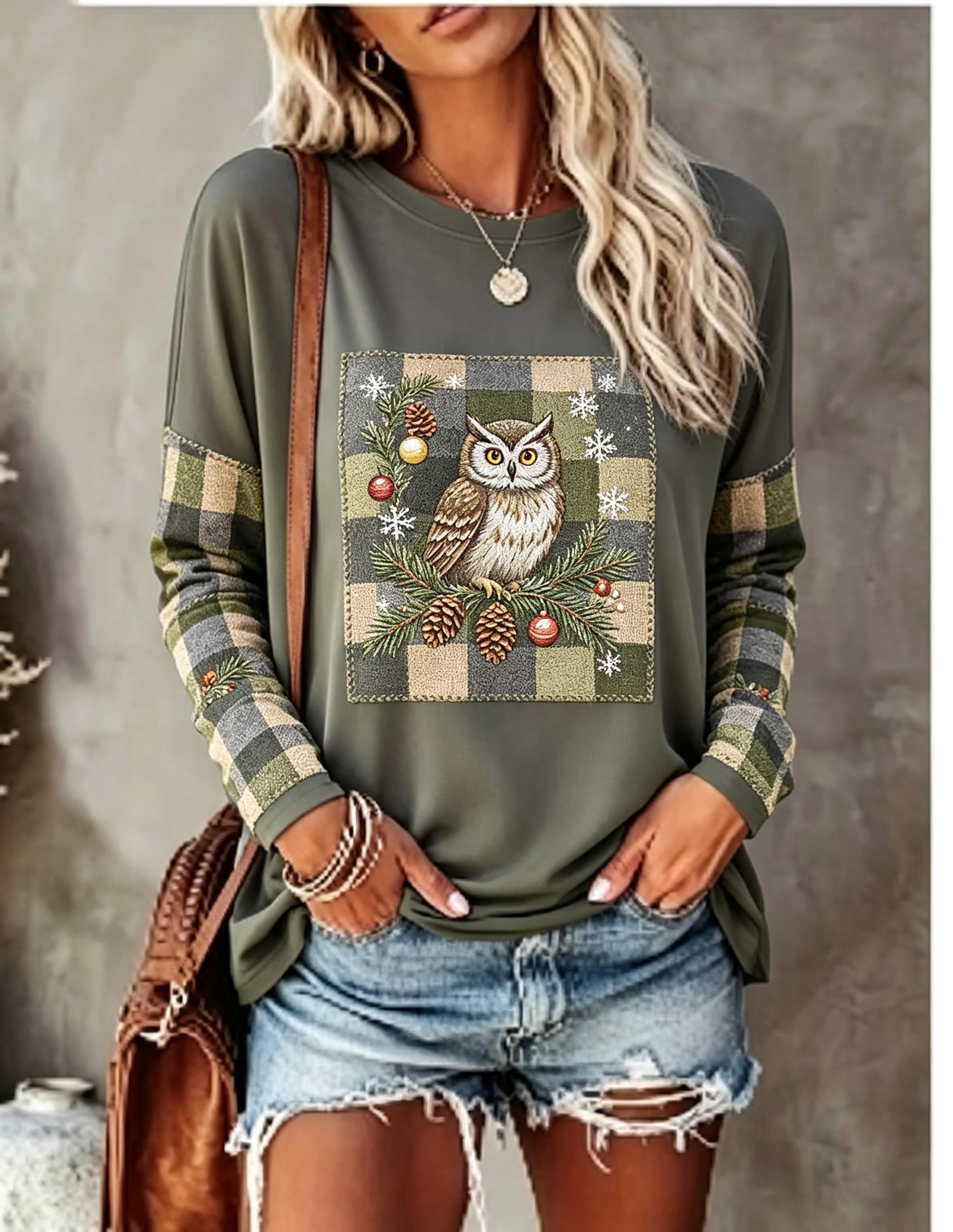 Damen-Langarm-T-Shirt mit Fuch – Blouses Bewertung und Preis