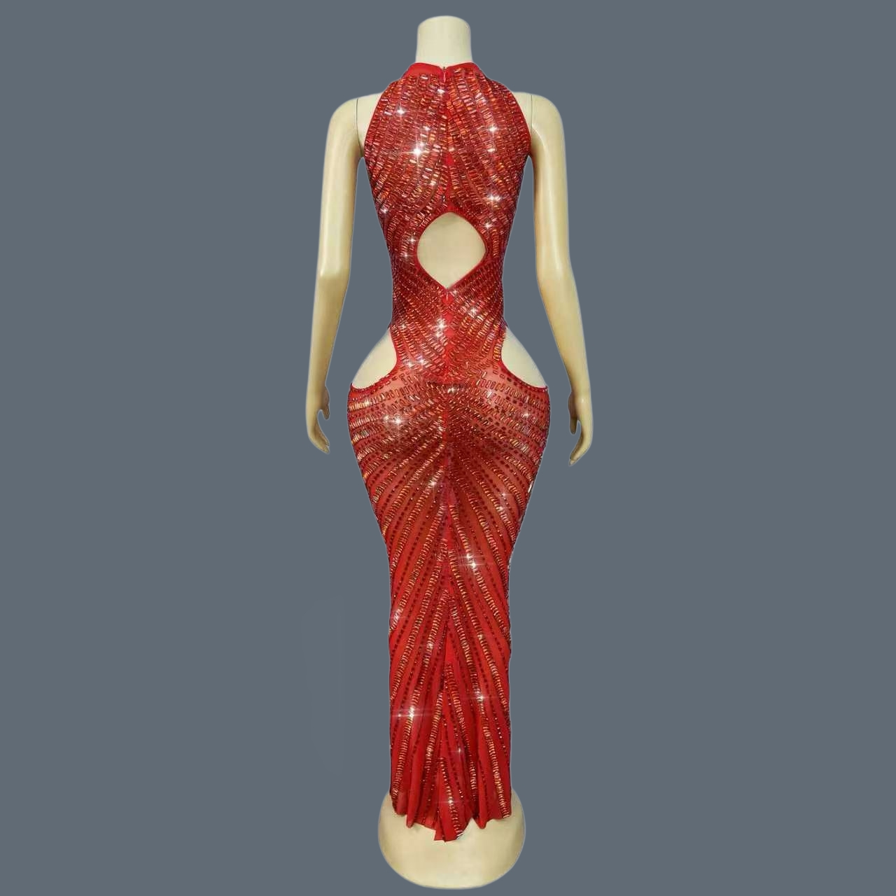 Luxuriöses Rotes Strass-Meerju – Sparkly Rhinestone Club Party Dress Bewertung und Preis